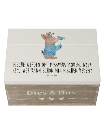 Mr. & Mrs. Panda Holzkiste Fische Geheimnisse mit Spruch in Weiß