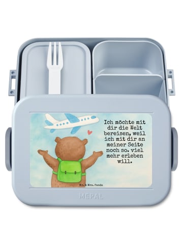Mr. & Mrs. Panda Bentobox Bär Flugzeug Design mit Spruch in Blau Pastell