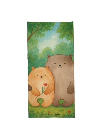Mr. & Mrs. Panda Handtuch Bären Liebe Design ohne Spruch in Grau Pastell