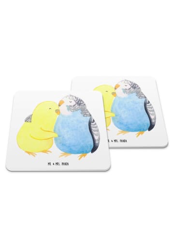 Mr. & Mrs. Panda Untersetzer Kunststoff Wellensittich Liebe ohne... in Weiß