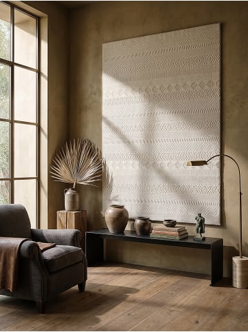 KADIMA DESIGN KASOS Kurzflorteppich Creme 120x170 Streifen Polyester Waschbar in Creme