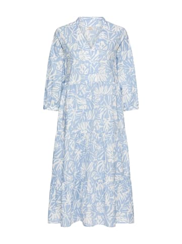 Camel Active Mittellanges Sommerkleid mit Allover-Print in Hellblau AOP
