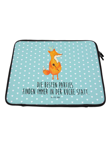 Mr. & Mrs. Panda Laptop Tasche Fuchs Koch mit Spruch in Türkis Pastell