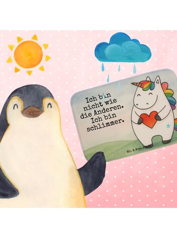 Mr. & Mrs. Panda Badteppich Einhorn Herz Design mit Spruch in Weiß