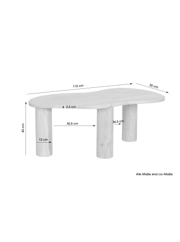 byLiving Couchtisch ETHAN in naturfarben - 110 x 55, H 45 cm