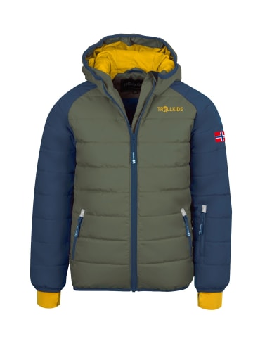 Trollkids Winterjacke "Hafjell XT" in Moos/Mystikblau/Goldgelb