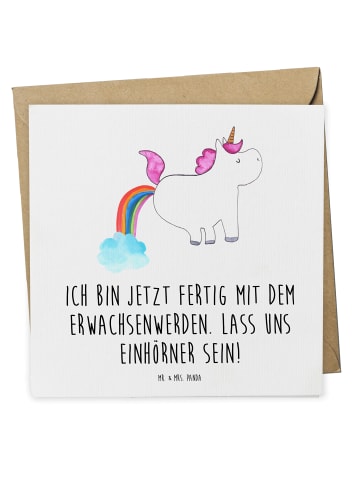 Mr. & Mrs. Panda Grußkarte Einhorn Pupsen mit Spruch in Weiß