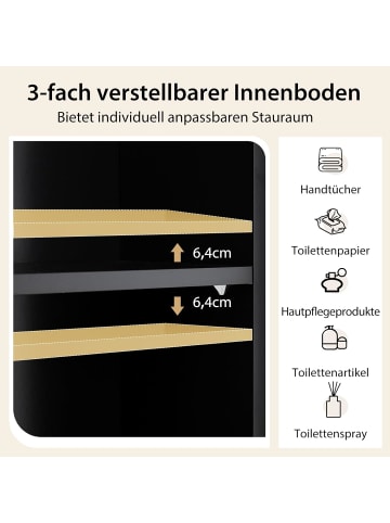 COSTWAY Toilettenschrank mit Tür in Schwarz