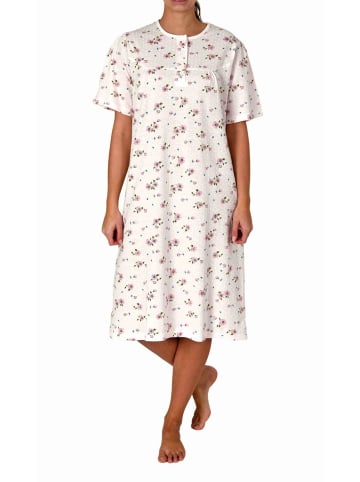 NORMANN Kurzarm Nachthemd Knopfleiste am Hals - 80137 in rosa