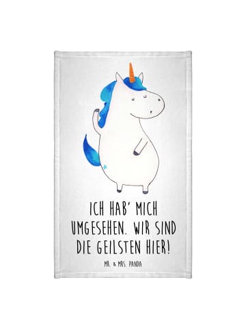 Mr. & Mrs. Panda Handtuch Einhorn Mann mit Spruch in Weiß