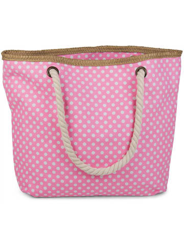 styleBREAKER Strandtasche in Neonpink-Weiß