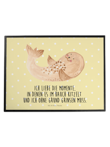 Mr. & Mrs. Panda Schreibunterlage Robbe Liegen mit Spruch in Gelb Pastell