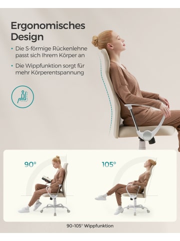 SONGMICS 2er-Set: Bürostuhl Kime in Beige - (B)59 x (H)122.7 x (T)58 cm