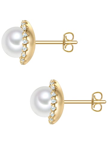 Rafaela Donata Ohrringe aus Sterling Silber mit Zirkonia Muschelkernperle in gelbgold
