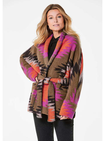 GOLDNER Kurzgröße: Jacke in orange / braun / gemustert