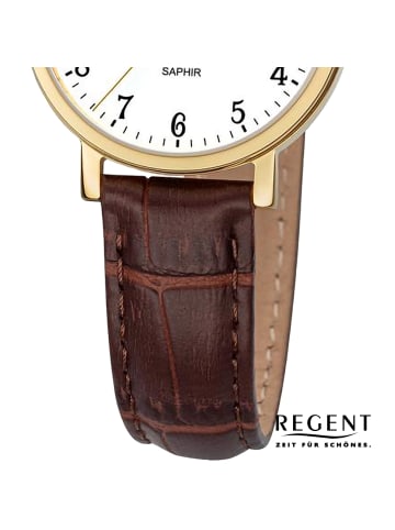 Regent Armbanduhr Regent Lederarmband braun extra groß (ca. 30mm)