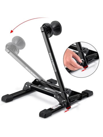 Rockbros Klappbarer Fahrradständer in Schwarz - Passend für Radgrößen in Schwarz