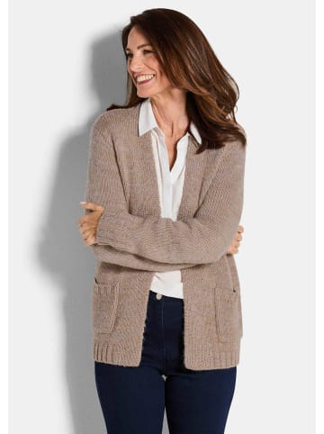 GOLDNER Strickjacke Langarm Melange-Cardigan, flauschig in beige / gemustert