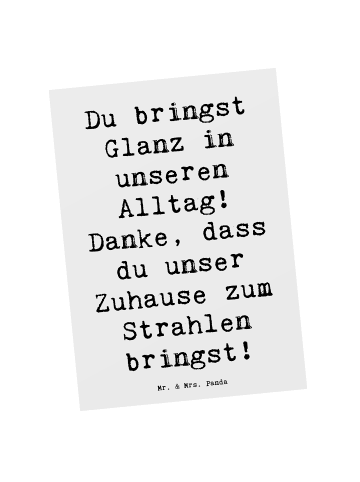 Mr. & Mrs. Panda Postkarte Spruch Glanz Putzfrau mit Spruch in Weiß