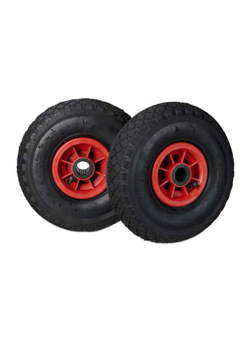 relaxdays 2x Sackkarrenrad 3.00 4 in Schwarz Rot
