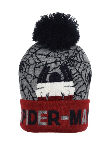 Spiderman Wintermütze mit Bommel in Grau