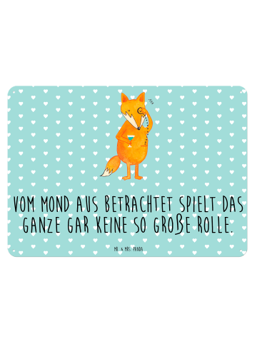 Mr. & Mrs. Panda Blechschild Fuchs Lord mit Spruch in Türkis Pastell