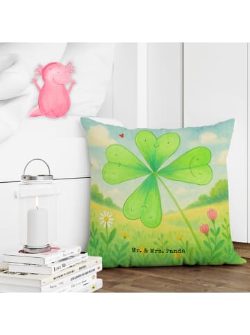 Mr. & Mrs. Panda kissen für sofa Blume Kleeblatt Design ohne Spruch in Weiß