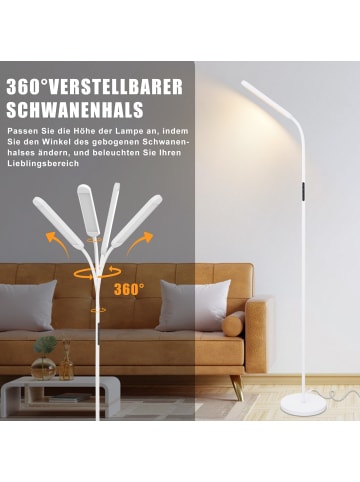 ZMH Stehlampe 137cm in weiß touch dimmbar Timer Bodenlampe