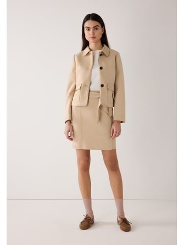 More & More verkürztes Kurzarmshirt, Applikation in off white