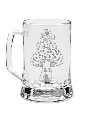 Mr. & Mrs. Panda Gravur Bierkrug Marienkäfer Fliegenpilz ohne Sp... in Transparent