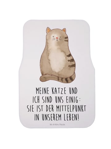 Mr. & Mrs. Panda Auto Fußmatte Katze Sitzen mit Spruch in Weiß