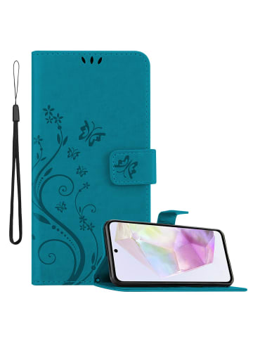 cadorabo Hülle für Samsung Galaxy A35 Blumen Design in Floral Blau