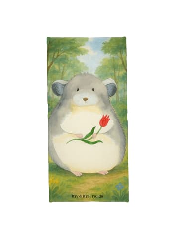 Mr. & Mrs. Panda Badhandtuch Chinchilla Blume Design ohne Spruch in Weiß