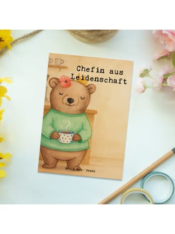 Mr. & Mrs. Panda Postkarte Chefin Leidenschaft Design mit Spruch in Weiß