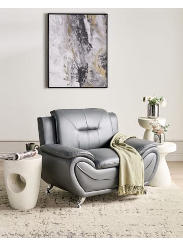 Beliani Sessel LEIRA II in Grau/Silber - (W) 113 x (H) 88 x (L) 86 cm