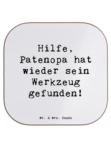 Mr. & Mrs. Panda Untersetzer Patenopa Abenteuer mit Spruch in Weiß