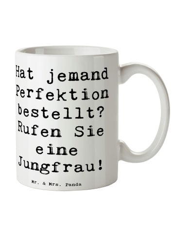 Mr. & Mrs. Panda Kaffeebecher Spruch Jungfrau Perfektion mit Spruch in Weiß