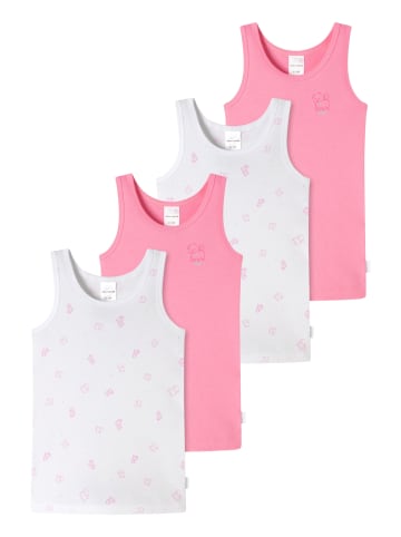 Schiesser Unterhemd / Top Kids Girls Feinripp Organic Cotton in Weiß / Rosa