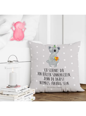 Mr. & Mrs. Panda 40x40 Kissen Koala Geschenk mit Spruch in Grau Pastell