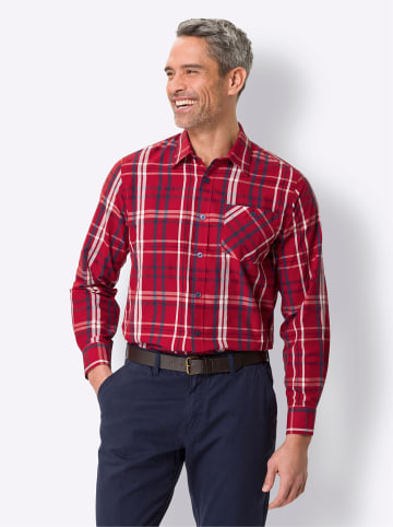 Sieh an! Langarmhemd in rot-marine-kariert