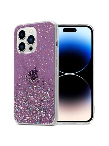 cadorabo Hülle für Apple iPhone 14 PRO Glitter in Lila mit Glitter