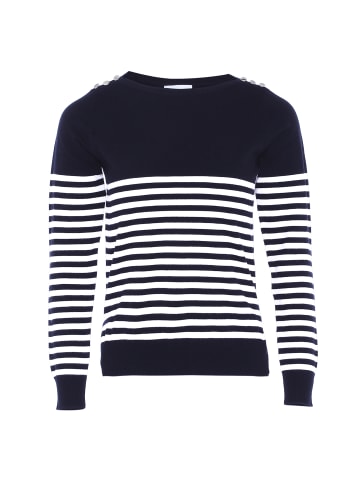 usha BLUE LABEL Damen Pullover in DUNKELMARINE WOLLWEISSER STREIFEN