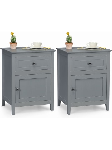 COSTWAY Nachttisch 2er Set in Grau