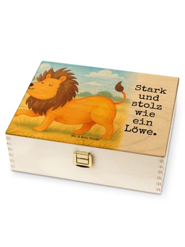 Mr. & Mrs. Panda Teekasten Sternzeichen Löwe Design mit Spruch in Weiß