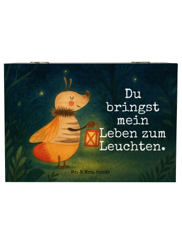 Mr. & Mrs. Panda Holzkiste Glühwürmchen Design mit Spruch in Weiß