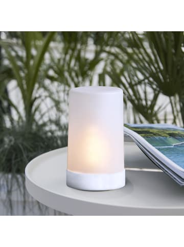 MARELIDA LED Windlicht auch für Laternen H: 14,5cm Timer gefrostet für Außen
