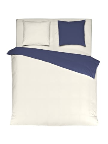 Mistral Home Mistral Perkal Wendebettwäsche in Creme/Dunkelblau
