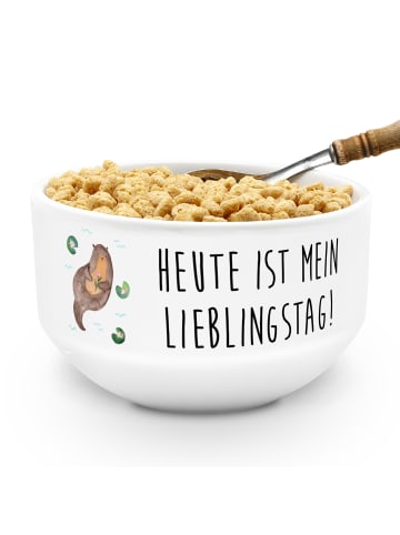 Mr. & Mrs. Panda Salatschälchen Otter Seerose mit Spruch in Weiß