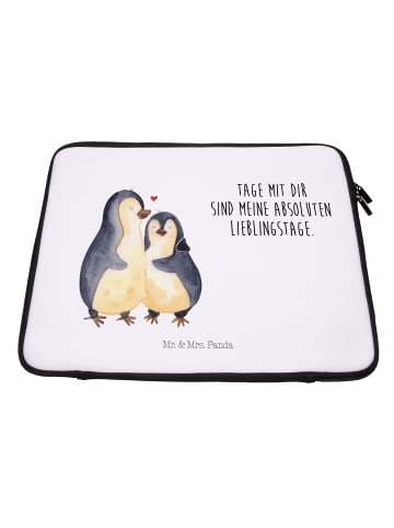 Mr. & Mrs. Panda Notebook Tasche Pinguin umarmen mit Spruch in Weiß