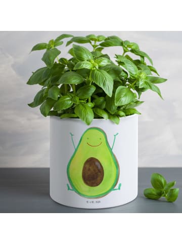 Mr. & Mrs. Panda XL Blumentopf Avocado Glücklich ohne Spruch in Weiß